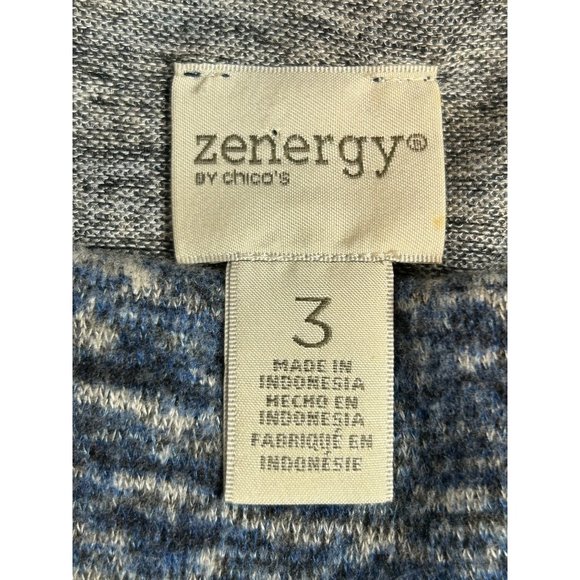 Chico's Zenergy Sweater Size 3 large Crowl Neck Blue Heather Long Sleeved Womens - Picture 4 of 7